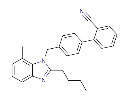 Molecular Structure of 136304-62-6 (2-butyl-1-<(2'-cyanobiphenyl-4-yl)methyl>-7-methyl-1H-benzimidazole)