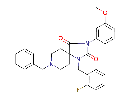 8-benzyl-1-(2-fluoro-benzyl)-3-(3-methoxy-phenyl)-1,3,8-triaza-spiro[4.5]decane-2,4-dione