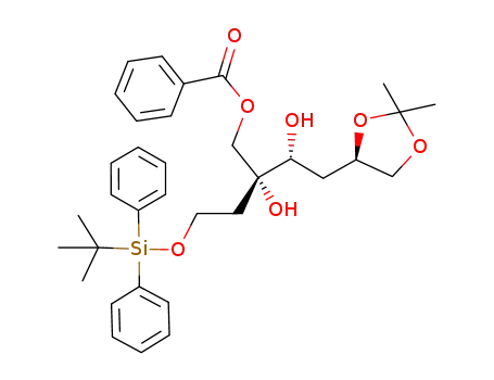 Molecular Structure of 943144-65-8 ((3R,4R,6R)-3-benzoyloxymethyl-1-tert-butyldiphenylsiloxy-6,7-isopropylidenedioxy-3,4-heptanediol)