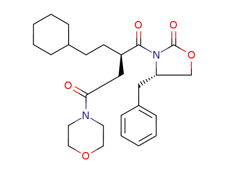 1-(4-(S)-benzyl-2-oxo-oxazolidin-3-yl)-2-(R)-(2-cyclohexyl-ethyl)-4-morpholin-4-yl-butane-1,4-dione