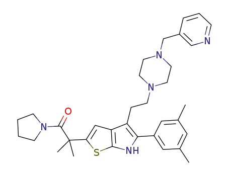 Pyrrolidine,
1-[2-[5-(3,5-dimethylphenyl)-4-[2-[4-(3-pyridinylmethyl)-1-piperazinyl]eth
yl]-6H-thieno[2,3-b]pyrrol-2-yl]-2-methyl-1-oxopropyl]-