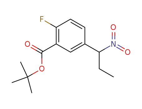 Molecular Structure of 889856-31-9 (Benzoic acid, 2-fluoro-5-(1-nitropropyl)-, 1,1-dimethylethyl ester)