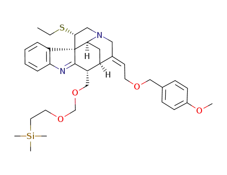 Molecular Structure of 482351-15-5 ((6R,16α,19E)-1,2,19,20-tetradehydro-6-(ethylthio)-18-[(4-methoxyphenyl)methoxy]-17-[[2-(trimethylsilyl)ethoxy]methoxy]curan)