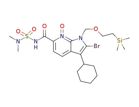 Molecular Structure of 1049796-90-8 (2-bromo-3-cyclohexyl-6-(N,N-dimethylsulfamoylcarbamoyl)-1-((2-(trimethylsilyl)ethoxy)methyl)-1H-pyrrolo[2,3-b]pyridine 7-oxide)