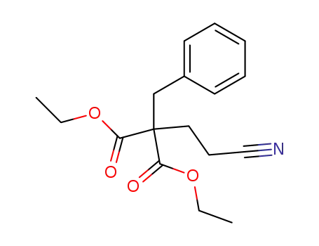Molecular Structure of 10444-15-2 (Propanedioic acid, (2-cyanoethyl)(phenylmethyl)-, diethyl ester)