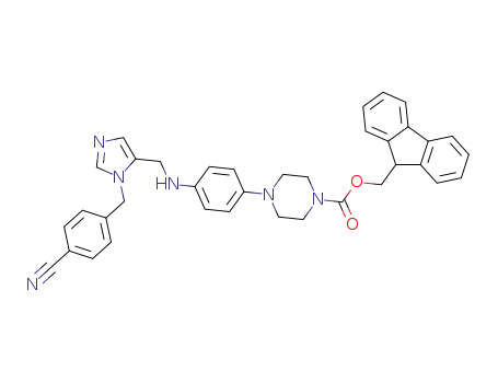 Molecular Structure of 412332-16-2 (4-(4-{[3-(4-cyanobenzyl)-3H-imidazol-4-ylmethyl]amino}phenyl)-piperazine-1-carboxylic acid 9H-fluoren-9-ylmethyl ester)