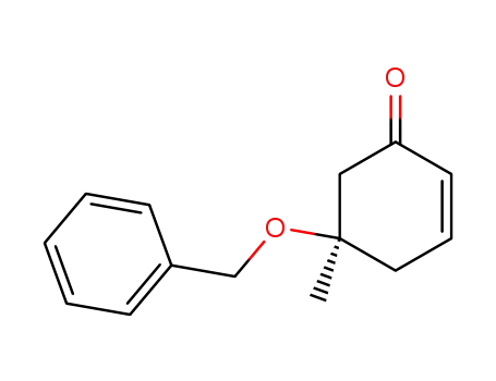 Molecular Structure of 166757-85-3 (2-Cyclohexen-1-one, 5-methyl-5-(phenylmethoxy)-, (R)-)