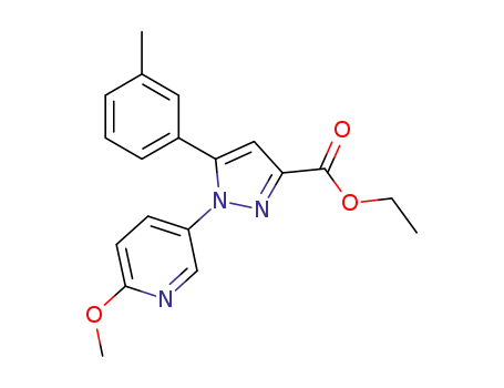 Molecular Structure of 741291-47-4 (1-(6-methoxy-3-pyridyl)-5-(3-methylphenyl)pyrazole-3-carboxylic acid ethyl ester)