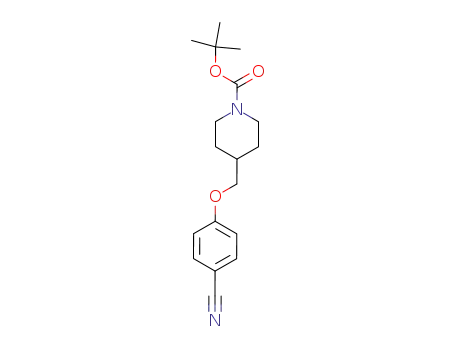 Molecular Structure of 176967-61-6 (1-Piperidinecarboxylic acid, 4-[(4-cyanophenoxy)methyl]-,
1,1-dimethylethyl ester)