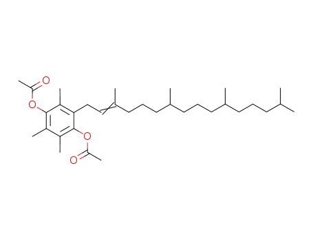 Molecular Structure of 85314-71-2 (1,4-Benzenediol,
2,3,5-trimethyl-6-(3,7,11,15-tetramethyl-2-hexadecenyl)-, diacetate)