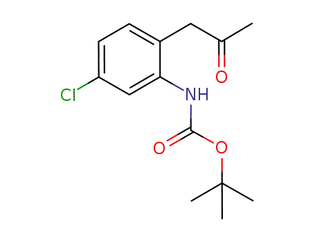 Molecular Structure of 163688-23-1 (tert-butyl(5-chloro-2-(2-oxopropyl)phenyl)carbamate)