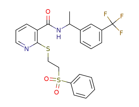 2-(2-(phenylsulfonyl)ethylthio)-N-(1-(3-(trifluoromethyl)phenyl)ethyl)-nicotinamide