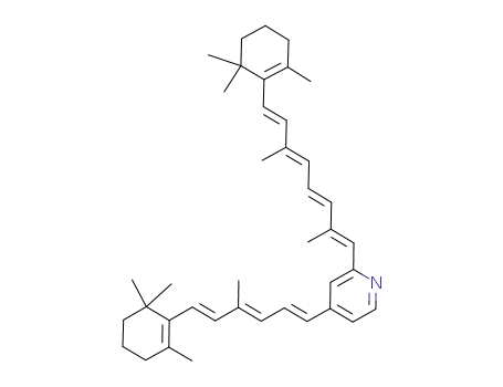 Molecular Structure of 188554-17-8 (2-[(1E,3E,5E,7E)-2,6-dimethyl-8-(2,6,6-trimethylcyclohex-1-en-1-yl)octa-1,3,5,7-tetraen-1-yl]-4-[(1E,3E,5E)-4-methyl-6-(2,6,6-trimethylcyclohex-1-en-1-yl)hexa-1,3,5-trien-1-yl]pyridine)