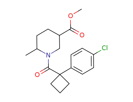 Molecular Structure of 1009376-48-0 ((3R,6S)-Methyl 1-[1-(4-Chlorophenyl)cyclobutanecarbonyl]-6-methylpiperidine-3-carboxylate)