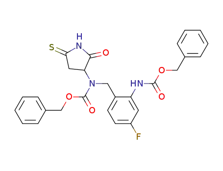 (2-{[benzyloxycarbonyl-(2-oxo-5-thioxopyrrolidin-3-yl)amino]methyl}-5-fluorophenyl)-carbamoyl acid benzyl ester