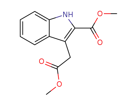 Molecular Structure of 156362-00-4 (methyl 3-(methoxycarbonylmethyl)-1H-indole-2-carboxylate)