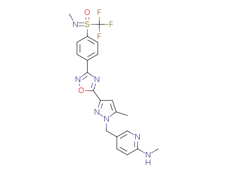 N-Methyl-5-{[5-methyl-3-(3-{4-[N-methyl-S-(trifluoromethyl)sulphonimidoyl]phenyl}-1,2,4-oxa-diazol-5-yl)-1H-pyrazol-1-yl]methyl}pyridin-2-amine
