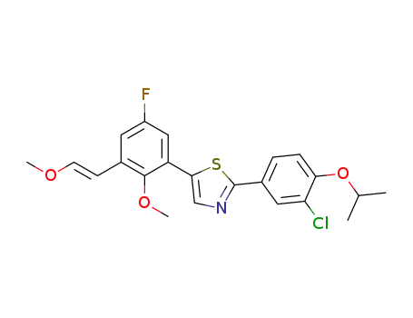 Molecular Structure of 1344997-69-8 (2-{3-chloro-4-[(1-methylethyl)oxy]phenyl}-5-{5-fluoro-2-(methyloxy)-3-[(E)-2-(methyloxy)ethenyl]phenyl}-1,3-thiazole)