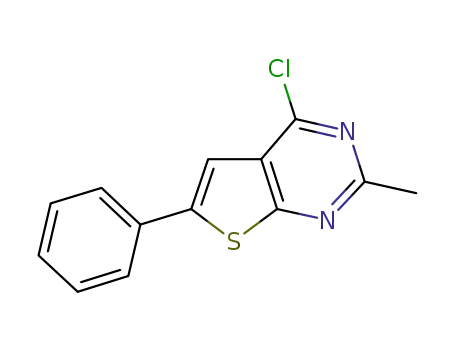 Molecular Structure of 125660-99-3 (4-CHLORO-2-METHYL-6-PHENYL-THIENO[2,3-D]PYRIMIDINE)