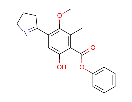 Molecular Structure of 1359021-39-8 (phenyl 4-(3,4-dihydro-2H-pyrrol-5-yl)-6-hydroxy-3-methoxy-2-methylbenzoate)