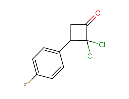 Molecular Structure of 1029080-42-9 (2,2-dichloro-3-(4-fluorophenyl)cyclobutanone)