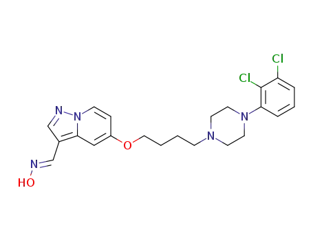 Molecular Structure of 1060726-55-7 ((E)-5-{4-[4-(2,3-dichlorophenyl)piperazin-1-yl]butoxy}pyrazolo[1,5-a]pyridine-3-carbaldehyde oxime)