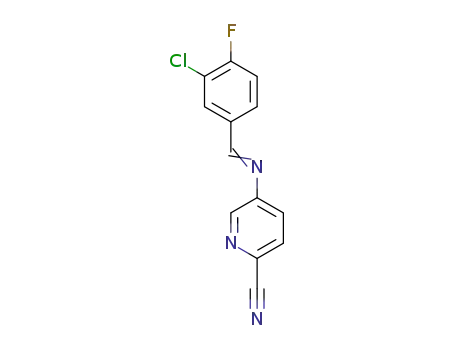 Molecular Structure of 1353971-09-1 (5-[(3-chloro-4-fluoro-benzylidene)-amino]-pyridine-2-carbonitrile)