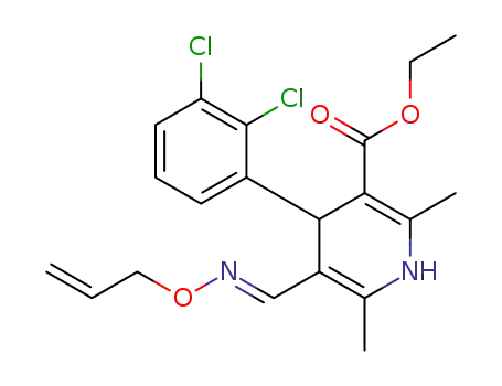 Molecular Structure of 1376615-46-1 ((E)-ethyl 5-((allyloxyimino)methyl)-4-(2,3-dichlorophenyl)-2,6-dimethyl-1,4-dihydropyridine-3-carboxylate)