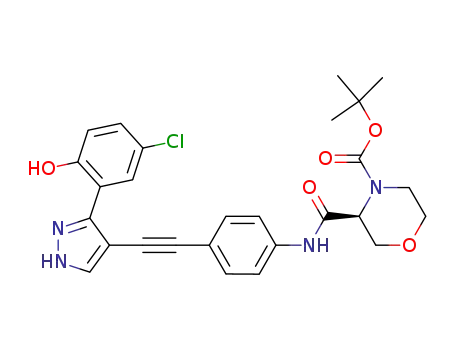3(S)-{4-[3-(5-chloro-2-hydroxy-phenyl)-1H-pyrazol-4-ylethynyl]-phenylcarbamoyl}-morpholine-4-carboxylic acid tert-butyl ester