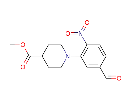 Molecular Structure of 1025772-22-8 (methyl 1-(5-formyl-2-nitrophenyl)piperidine-4-carboxylate)