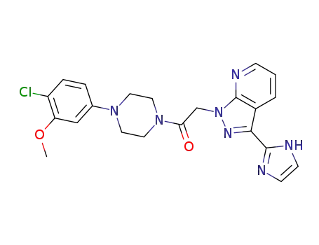 Molecular Structure of 1010073-75-2 (1-[4-(4-Chloro-3-methoxy-phenyl)-piperazin-1-yl]-2-[3-(1H-imidazol-2-yl)-pyrazolo[3,4-b]pyridin-1-yl]-ethanone)
