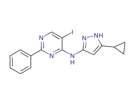 N-(5-cyclopropyl-1H-pyrazol-3-yl)-5-iodo-2-phenylpyrimidin-4-amine