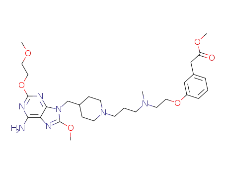 8-methoxy-9-{1-[3-(N-{2-[3-(methoxycarbonylmethyl)phenoxy]ethyl}-N-methylamino)propyl]piperidin-4-ylmethyl}-2-(2-methoxyethoxy)adenine