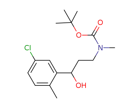 Molecular Structure of 1093868-71-3 (tert-butyl 3-(5-chloro-2-methylphenyl)-3-hydroxypropyl(methyl)carbamate)