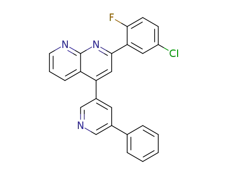 Molecular Structure of 1323916-60-4 (2-(5-chloro-2-fluoro-phenyl)-4-(5-phenyl-pyridin-3-yl)-[1,8]naphthyridine)