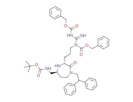 (3R,5S)-5-(N-Boc-aminomethyl)-3-(N,N'-Cbz<sub>2</sub>-3-guanidinopropyl)-1-(2,2-diphenylethyl)-1,4-diazepan-2-one