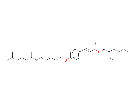 Molecular Structure of 1019640-46-0 (2-ethylhexyl (E)-3-(4-(3,7,11-trimethyldodecyloxy)phenyl)-acrylate)