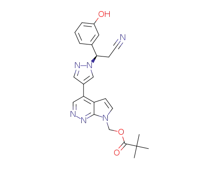 (R)-(4-(1-(2-cyano-1-(3-hydroxyphenyl)ethyl)-1H-pyrazol-4-yl)-7H-pyrrolo[2,3-c]pyridazin-7-yl)methyl pivalate