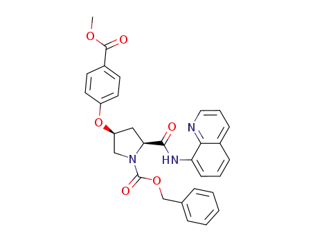 Molecular Structure of 928030-04-0 (1-Pyrrolidinecarboxylic acid,
4-[4-(methoxycarbonyl)phenoxy]-2-[(8-quinolinylamino)carbonyl]-,
phenylmethyl ester, (2S,4S)-)