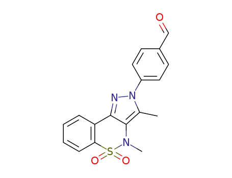 Molecular Structure of 1350617-96-7 (4-(3,4-dimethyl-5,5-dioxidobenzo[e]pyrazolo[4,3-c][1,2]-thiazin-2(4H)-yl)benzaldehyde)