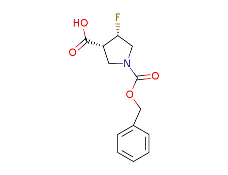Molecular Structure of 1269755-11-4 ((3R,4S)-rel-1-[(benzyloxy)carbonyl]-4-fluoropyrrolidine-3-carboxylic acid)