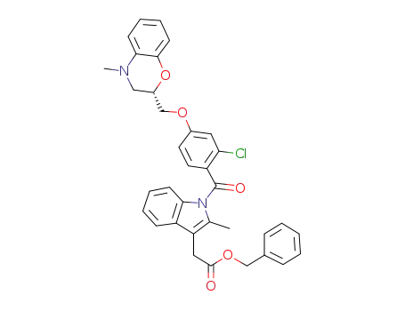Molecular Structure of 502606-19-1 (benzyl [1-(2-chloro-4-{[(2S)-4-methyl-3,4-dihydro-2H-1,4-benzoxazin-2-yl]methoxy}benzoyl)-2-methyl-1H-indol-3-yl]acetate)