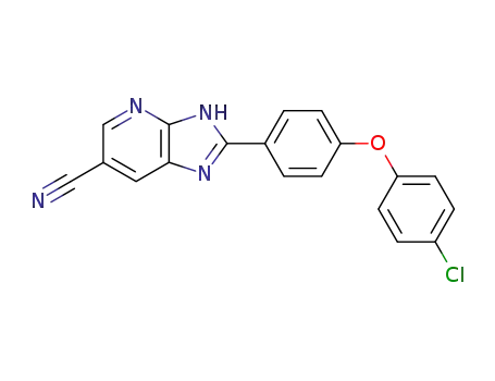 Molecular Structure of 883560-06-3 (2-[4-(4-chloro-phenoxy)-phenyl]-3<i>H</i>-imidazo[4,5-<i>b</i>]pyridine-6-carbonitrile)