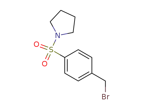 Molecular Structure of 151258-20-7 (1-(4-BroMoMethyl-benzenesulfonyl)-pyrrolidine, 98+% C11H14BrNO2S, MW: 304.20)