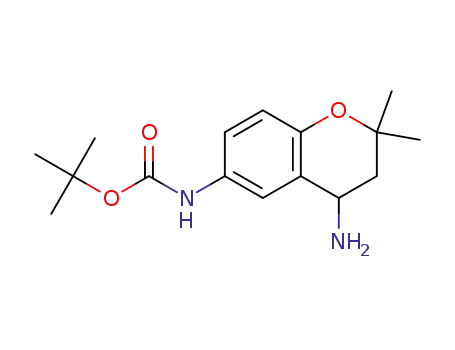 Molecular Structure of 1314406-35-3 ((R/S)-4-amino-6-tert-butyloxycarbonylamino-3,4-dihydro-2,2-dimethyl-2H-1-benzopyran)