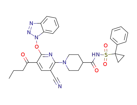 1-(6-(1H-benzo[d][1,2,3]triazol-1-yloxy)-5-butyryl-3-cyanopyridin-2-yl)-N-(1-phenylcyclopropylsulfonyl)piperidine-4-carboxamide
