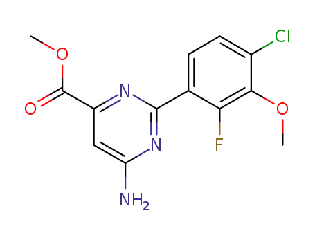 Molecular Structure of 944129-05-9 (6-amino-2-(4-chloro-2-fluoro-3-methoxy-phenyl)-pyrimidine-4-carboxylic acid methyl ester)
