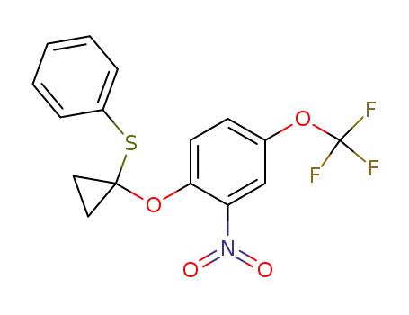 Molecular Structure of 208831-22-5 (Benzene, 2-nitro-1-[[1-(phenylthio)cyclopropyl]oxy]-4-(trifluoromethoxy)-)