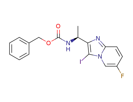 Molecular Structure of 1338484-01-7 ((S)-benzyl 1-(6-fluoro-3-iodoimidazo[1,2-a]pyridin-2-yl)ethylcarbamate)