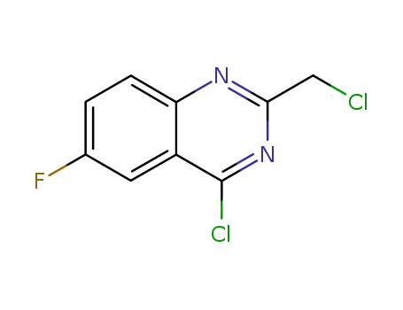 Molecular Structure of 147003-97-2 (QUINAZOLINE, 4-CHLORO-2-(CHLOROMETHYL)-6-FLUORO-)